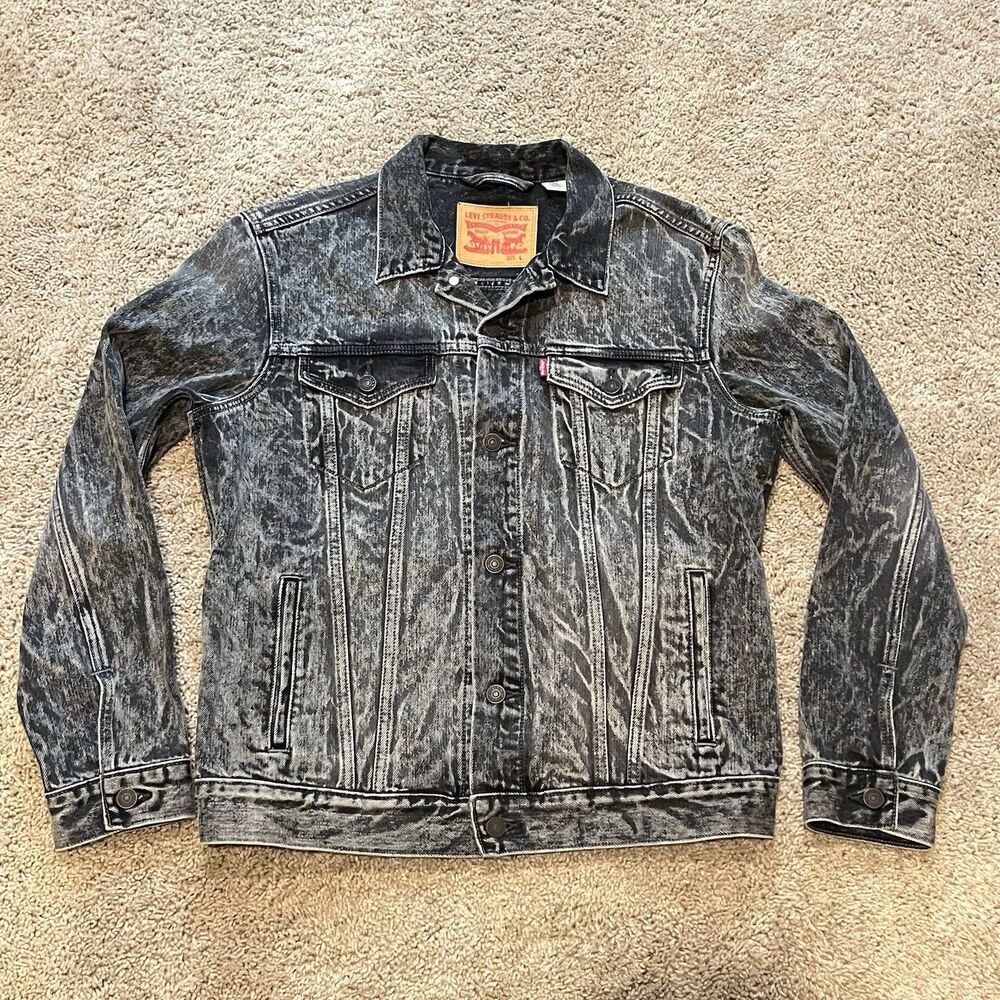 Levi’s Black Denim Acid Wash Type 3 Trucker Jacket Men's Size Large Classic